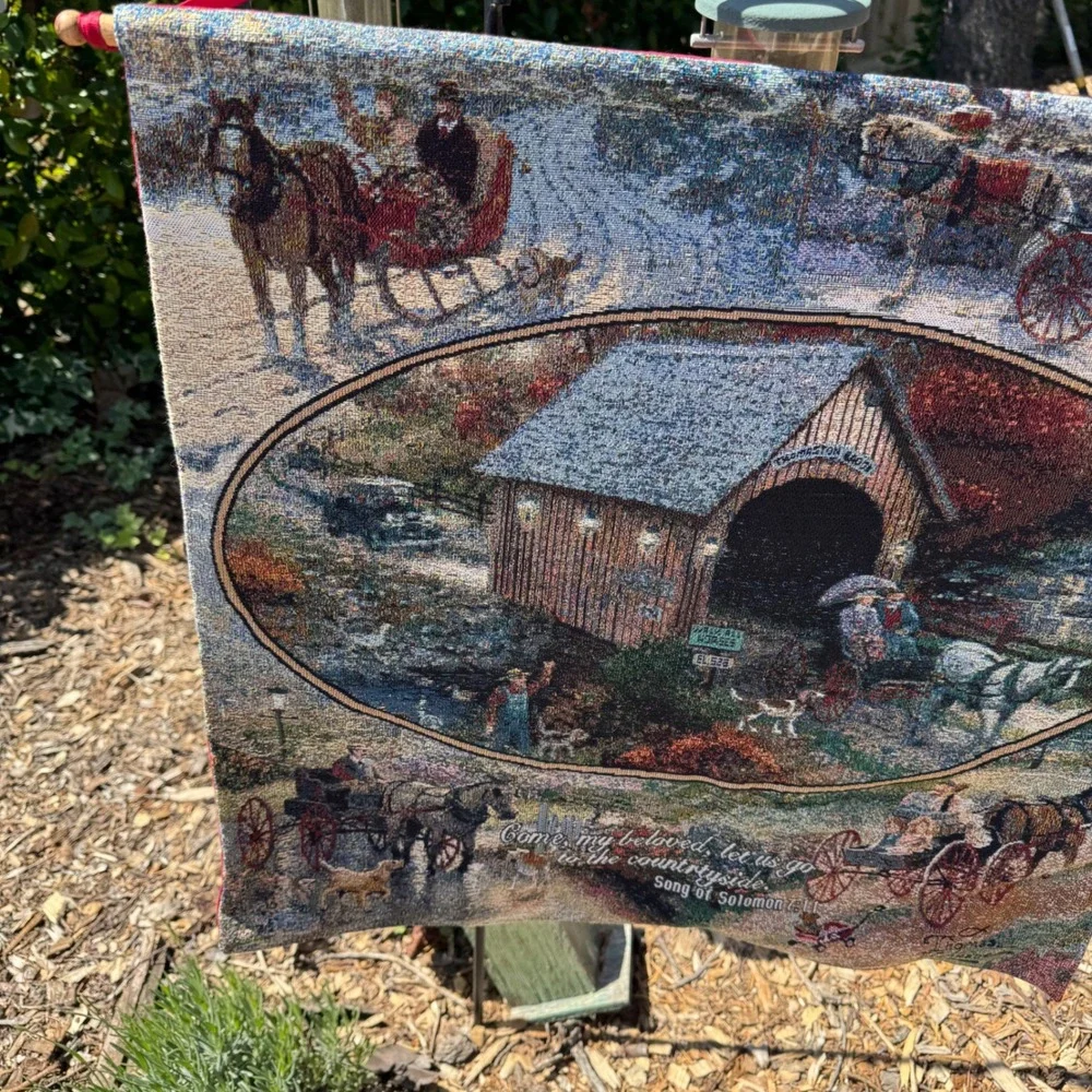 Thomas Kinkade Country Memo Woven Tapestry Wall‎ Hanging 27x27 Song of Solomon